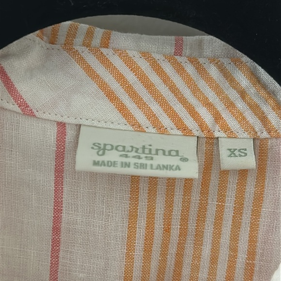 Spartina 449 Womens Striped Long Sleeve Linen Button Down Top Size XS Coastal - Picture 4 of 6